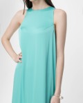 SIXDO Sleeveless Flared Midi Silk Dress